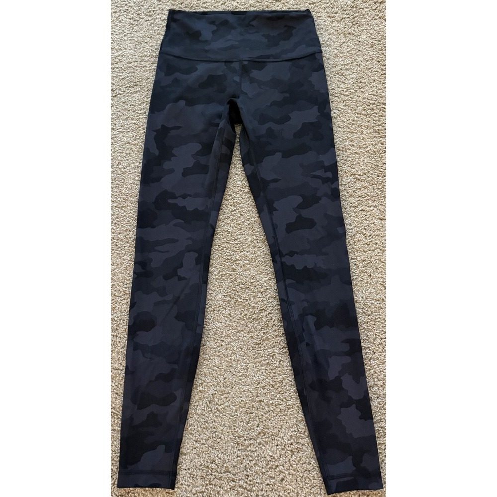 Lululemon Wunder Train HR Tight 28" Deep Coal Camo Full On Everlux W5DJ3 Size 8